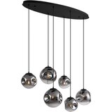QAZQA Art Deco viseča svetilka črna z dimljenim steklom 6 luči - Douglass | Shoptok.si