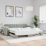 vidaXL Izvlečna dnevna postelja svetlo siva 100x200 cm žamet Cene