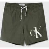 Calvin Klein Jeans Otroške kopalne kratke hlače zelena barva
