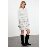 Trendyol Ecru Plaid / Checkered Woven Dress