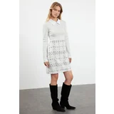 Trendyol Ecru Plaid / Checkered Woven Dress