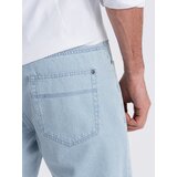 Ombre Men's denim shorts in delicate stripe - light blue | ePonuda.com
