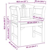  Klupa s ružama Prirodna 68,5 x 46 x 82,5 cm Čvrsto drvo akacije | shoptok.hr