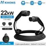 KHONS Kabel za polnjenje EV, združljivost tipa 2, vodoodporna zasnova, 22KW 32A 3Phase, (5000156882) | Shoptok.si