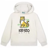 Kenzo Kids Otroški bombažen pulover bež barva, s kapuco