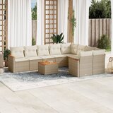  10-dijelni set vrtnih sofa s jastucima bež od poliratana | shoptok.hr