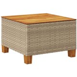vidaXL Vrtna miza bež 55x55x36 cm poli ratan in akacijev les | Shoptok.si