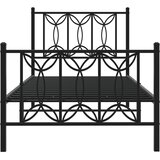  Metalni okvir kreveta uzglavlje i podnožje crni 90 x 200 cm | shoptok.hr