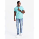 Ombre Men's BASIC single color pique knit polo shirt - mint | Shoptok.si