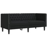vidaXL Kavč dvosed Chesterfield črna umetno usnje, (21825081) Cene