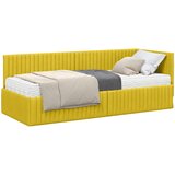  Kutni krevetni okvir s madracem s uzglavljem 2 pcs Žuta Baršun | shoptok.hr