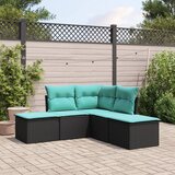 Maison Chic Seti vrtnega pohištva - Vrtna garnitura - Vrtni pohištvo set 5-delna z blazinami črn poli ratan, (21814132) | Shoptok.si