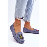 Boto Suede Loafers With Bow And Fringes Blue Dorine | shoptok.hr