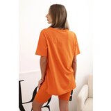 Kesi Włoski Women's cotton set with short sleeves and shorts dark orange | shoptok.hr