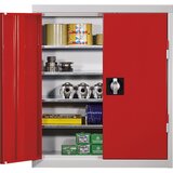 eurokraft pro Omara za material iz jeklene pločevine, višina 780 mm, svetlo siva RAL 7035, 4 police | Shoptok.si