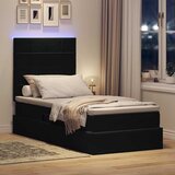  LED krevet za pohranu s madracem Crna 100 x 200 cm Baršun | shoptok.hr