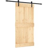  Klizna vrata Prirodna i crna 100 x 210 cm Čvrsta borovina | Eponuda.ba