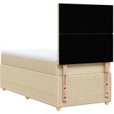 vidaXL Box spring postelja z vzmetnico krem 90x200 cm blago | Shoptok.si