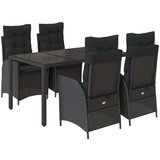  5-dijelni vrtni blagovaonski set s jastucima od poliratana crni | shoptok.hr