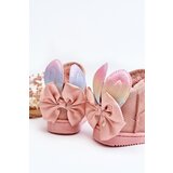 Boto Girl's Padded Snow Boots with Ribbons Pink Meriva | shoptok.hr