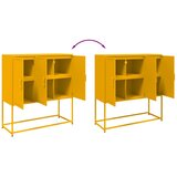  Visoka komoda boja senfa 100,5 x 39 x 107 cm čelična | shoptok.hr