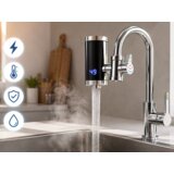 Verk 07406 protočna električna slavina s grijačem 3000 W, LCD zaslon, 30&amp;ndash;60 &amp;deg;C &amp;ndash; srebrna Slike