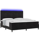vidaXL Postelja z vzmetnico in LED osvetlitvijo Črna 200x200 cm Žamet | Shoptok.si