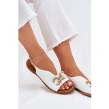 EVENTO Women's Sandals With Flat Heel And Golden Decoration White Amelira | ePonuda.com