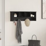 vidaXL Nadwyčajna obešalnik za plašče Črni hrast 75 x 16 x 26 cm | Shoptok.si