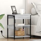 vidaXL Nočna omarica Siva sonoma 41 x 31 x 51 cm Konstruiran les | Shoptok.si
