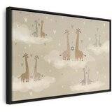  Slika - Love - Colorful Giraffes Floating on Clouds Among Hearts and Stars 60x40 U crnom drvenom okviru | shoptok.hr