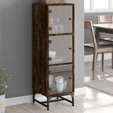 vidaXL Visoka omara s steklenimi vrati dimljeni hrast 35x37x120 cm | Shoptok.si