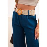 Kesi Włoski Women's cotton trousers with wide legs and a belt denim | shoptok.hr