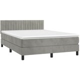  s oprugama i madracem svjetlosivi 140x190 cm baršunasti | shoptok.hr