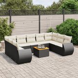 vidaXL 10-dijelni set vrtnih sofa s jastucima crni od poliratana | shoptok.hr