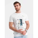 Ombre Men's lagoon print cotton t-shirt - white