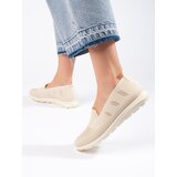 Shelvt Beige Women's Textile Slip On | Shoptok.si