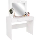 Toaletna mizica z LED lučmi, bela, LEDIO