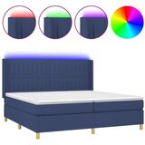  Box spring postelja z vzmetnico LED modra 200x200 cm blago, (20900546) | Shoptok.si