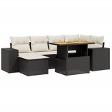  7-dijelni set vrtnih sofa od poliratana s jastucima crni Crna i krem | Shoptok.si