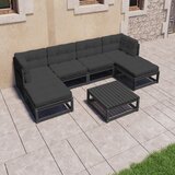 Maison Chic Seti vrtnega pohištva - Vrtna garnitura - Vrtni pohištvo set 7-delna z blazinami črna trdna borovina, (21801271) | Shoptok.si