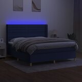  Krevet box spring s madracem LED plavi 180x200 cm od tkanine | shoptok.hr
