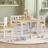 vidaXL 4-delni komplet otroške mize in stolov bel in bež MDF | Shoptok.si