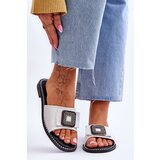 Kesi Women's leather slippers with rhinestones S.Barski KV-2775-33 silver Cene