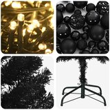  Umjetno usko božićno drvce s kuglicom 180 cm 300 LED lampica - 180 cm s LED-ima i crnim lopticama | shoptok.hr