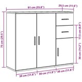 vidaXL Komoda boja hrasta artisan 91x29,5x75 cm konstruirano drvo | shoptok.hr
