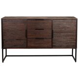 White Label Rjava nizka komoda iz masivnega tika 135x82 cm Webster – Cene