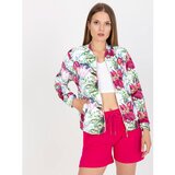 Fashion Hunters RUE PARIS women's white velor zipped bomber sweatshirt | Shoptok.si