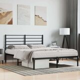 vidaXL Kovinski posteljni okvir z vzglavjem črn 150x200 cm | Shoptok.si