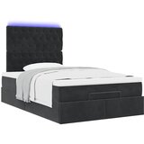  Otomanski krevet madracem i LED crna 120x190 cm tkanina | shoptok.hr